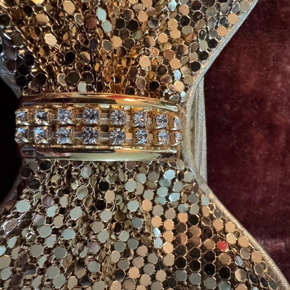 Ultimate Disco Queen Gold “mesh” and rhinestone Bow Belt!Art Deco Glam ! - Picture 4 of 9